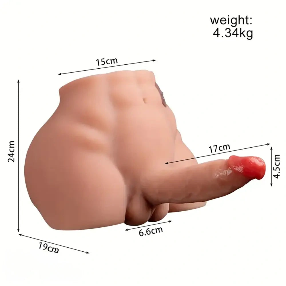 6.69in Lifelike Soft Silicone Thrusting Vibrating Dildo With Sex Torso