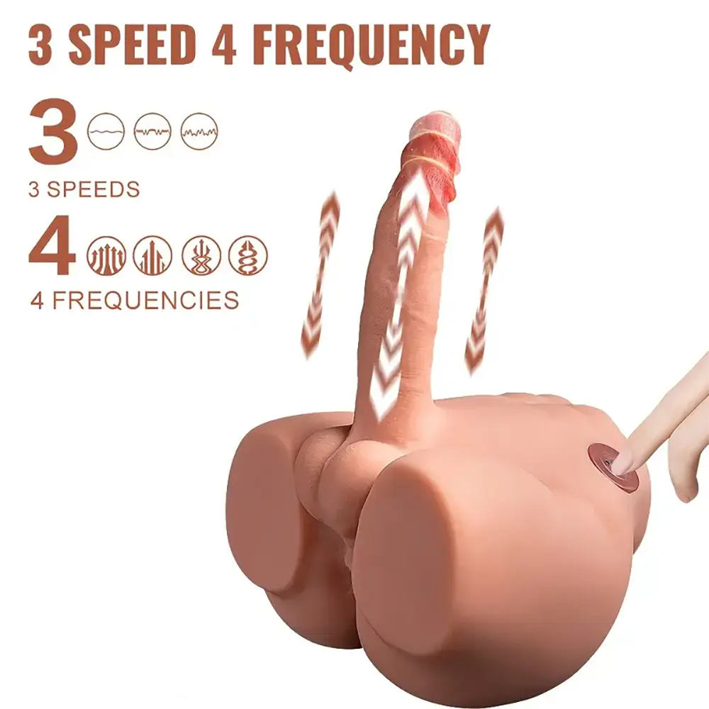 6.69in Lifelike Soft Silicone Thrusting Vibrating Dildo With Sex Torso
