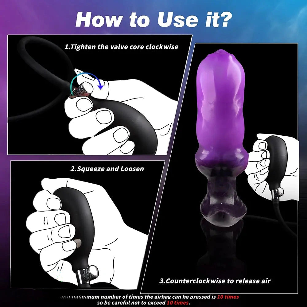 6.69in Monster Knot Inflatable Dildo For Anal Vaginal Knot Massage