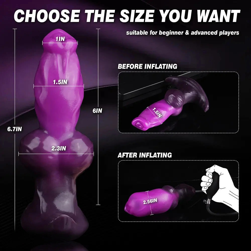 6.69in Monster Knot Inflatable Dildo For Anal Vaginal Knot Massage