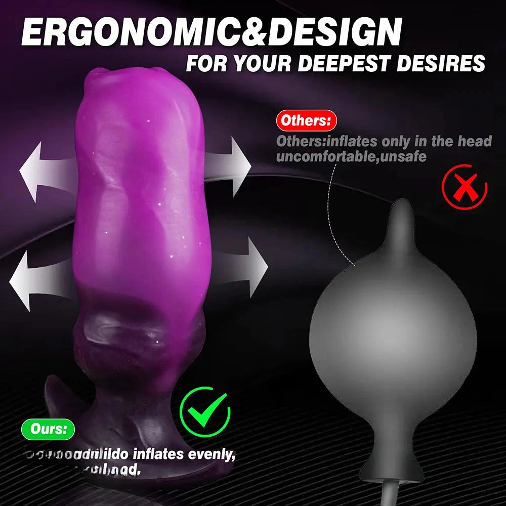 6.69in Monster Knot Inflatable Dildo For Anal Vaginal Knot Massage