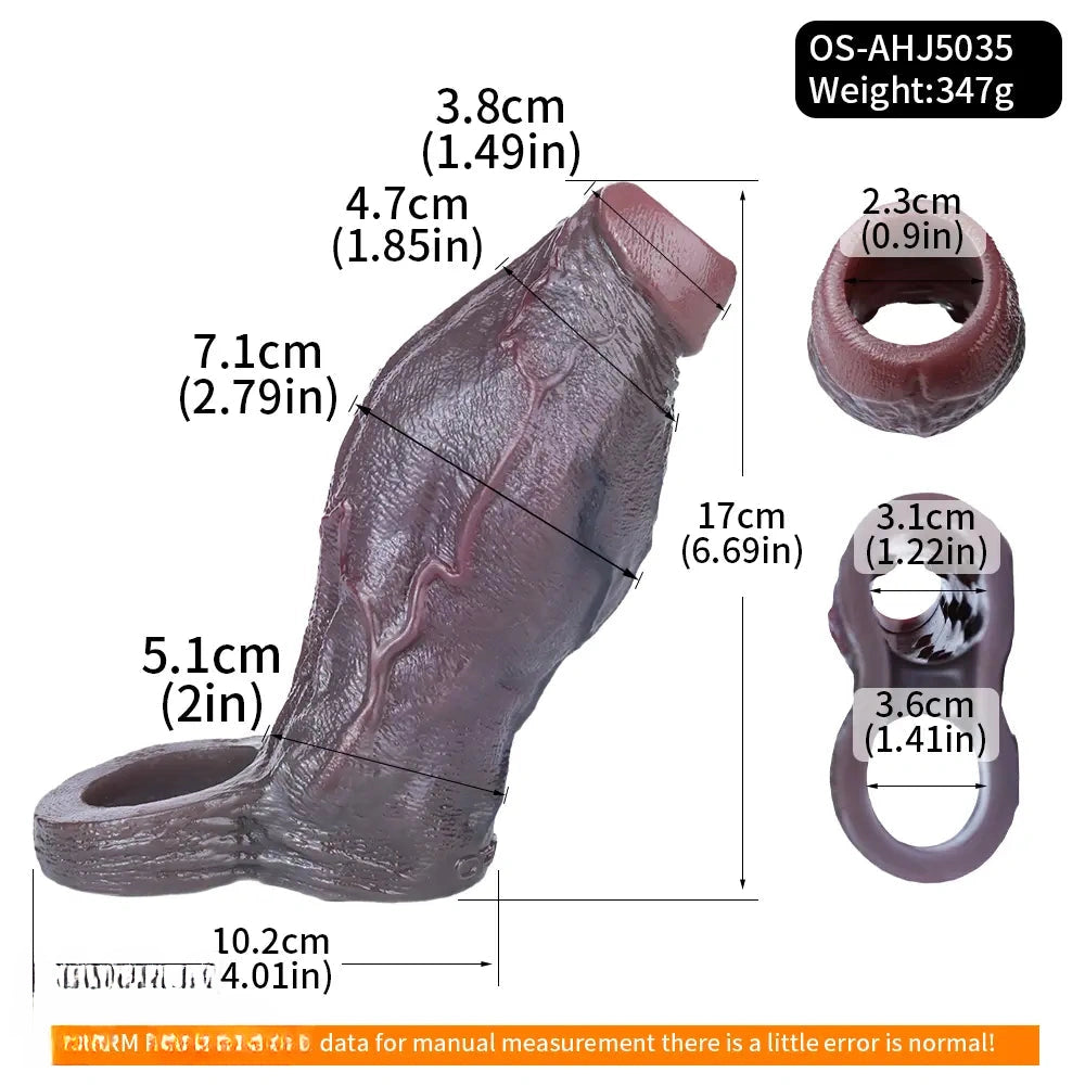 6.69in Platinum Silicone Realistic Men Penis Sleeve Dildo Suitable For Dating
