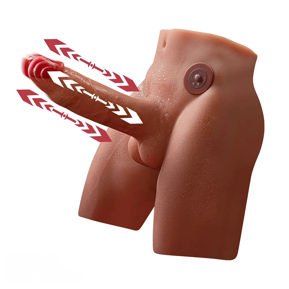 6.69in Realistic 3D Sexy Hip Thrusting Vibrating Real Dildo Male Sex Torso