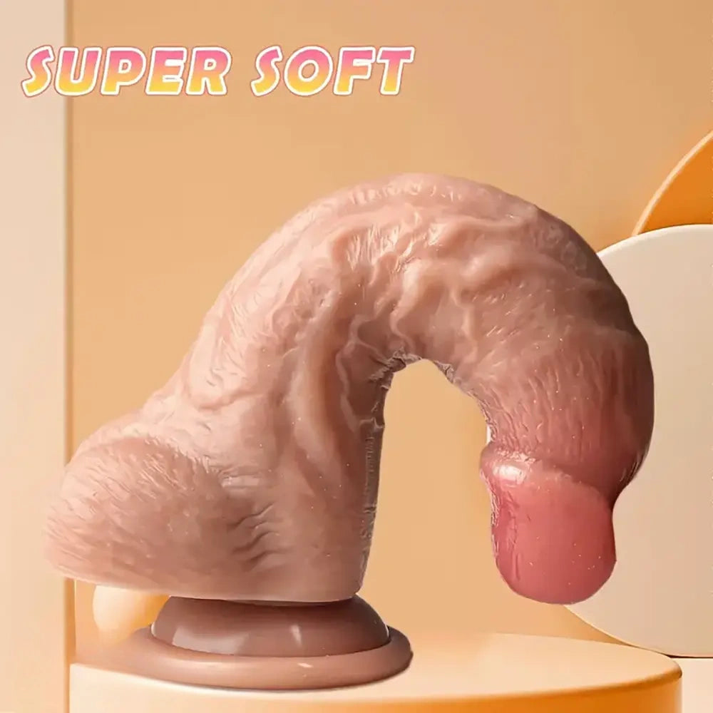 6.69in Realistic Curved Shaft Dildo With Suction Cup Women Silicone Toy