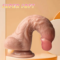 6.69in Realistic Curved Shaft Dildo With Suction Cup Women Silicone Toy