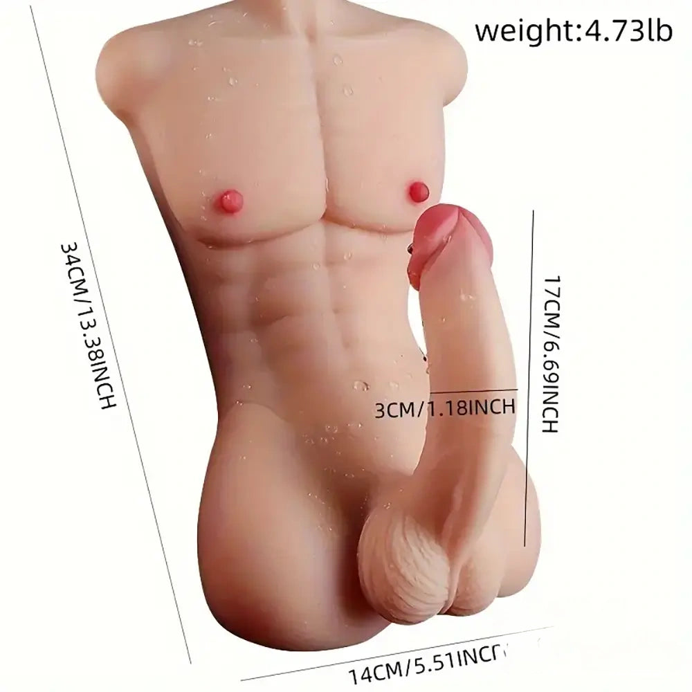 6.69in Realistic Rubber Dildo With TPE Sex Doll Torso For Gay Women