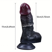 6.69in Realistic Silicone Soft Ebony Veins Dildo With Suction Cup