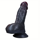 6.69in Realistic Silicone Soft Ebony Veins Dildo With Suction Cup