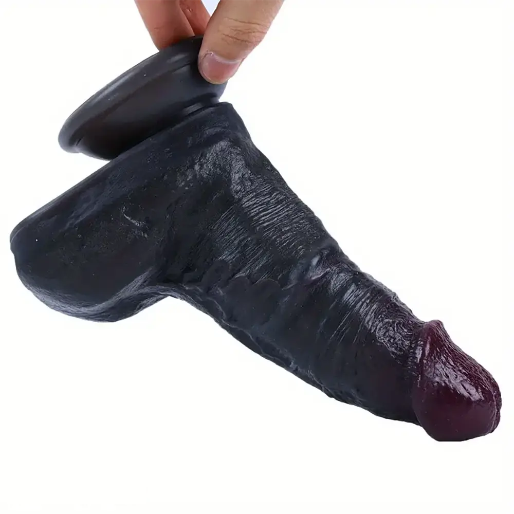 6.69in Realistic Silicone Soft Ebony Veins Dildo With Suction Cup
