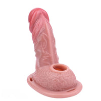 6.69in Silicone Cock Cage Strap on Chastity Dildo With Lock With Cock Ring