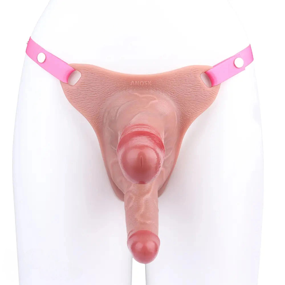 6.69in Strap on Double Sided Silicone Cock Cage Dildo For Chastity Cock