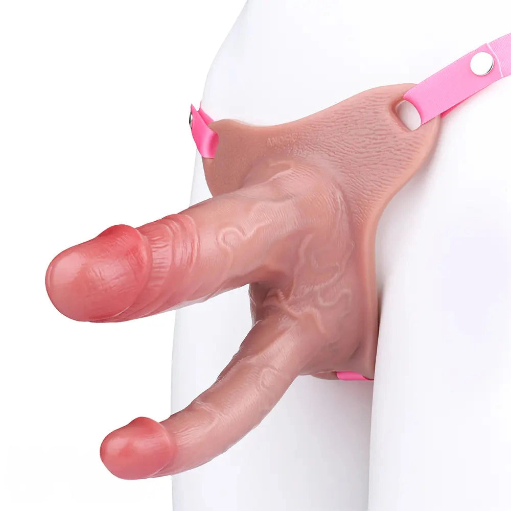 6.69in Strap on Double Sided Silicone Cock Cage Dildo For Chastity Cock