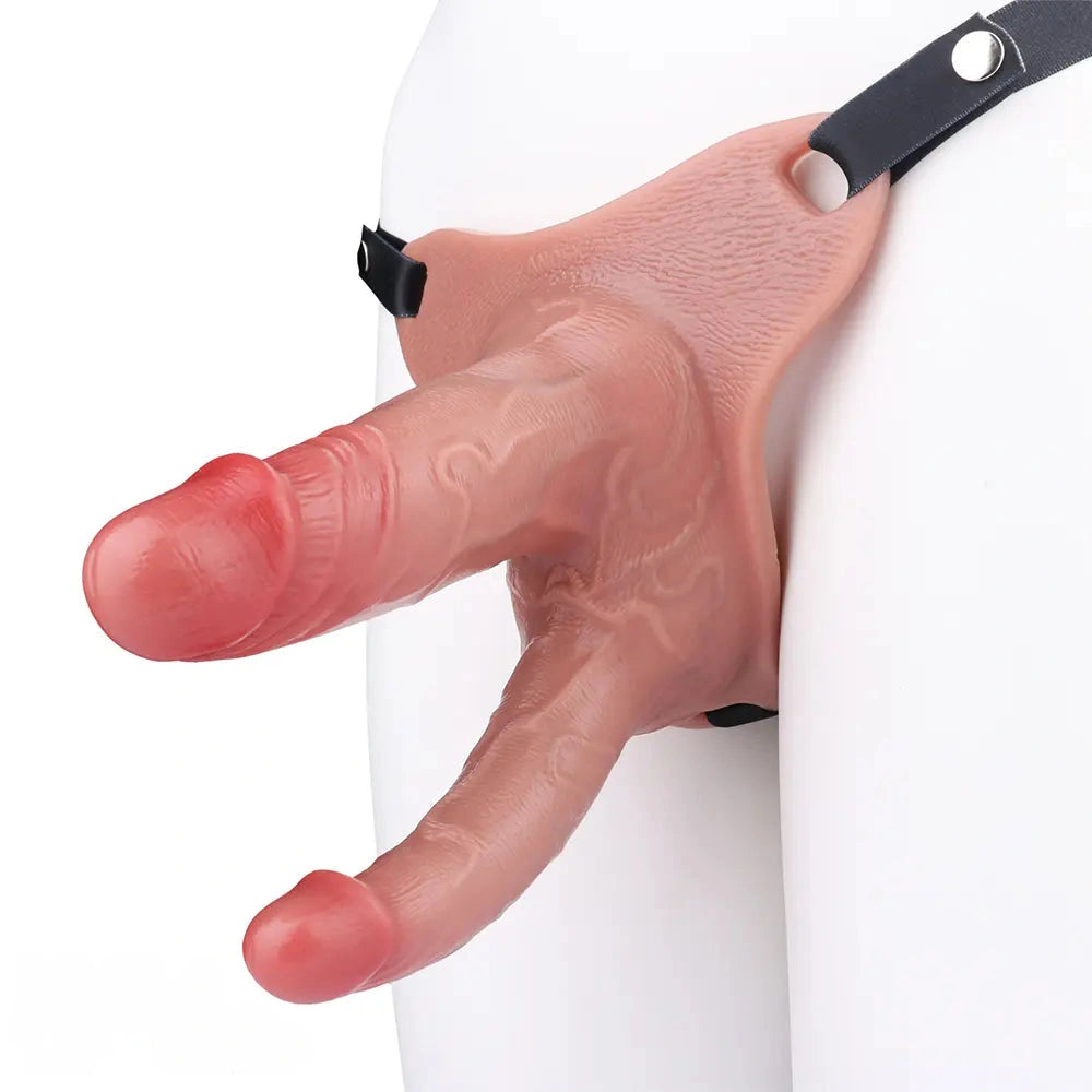 6.69in Strap on Double Sided Silicone Cock Cage Dildo For Chastity Cock