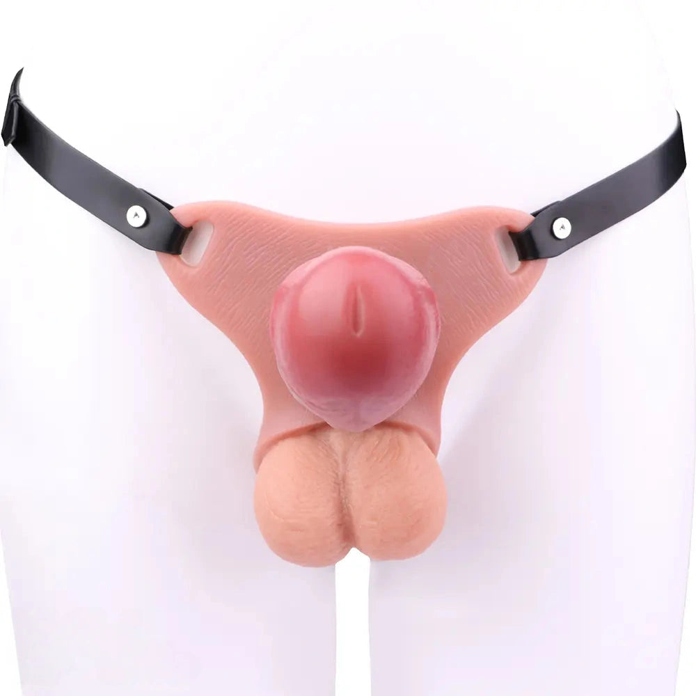 6.69in Strap on Hollow Sleeve Silicone Cock Cage Dildo For Chastity Cock