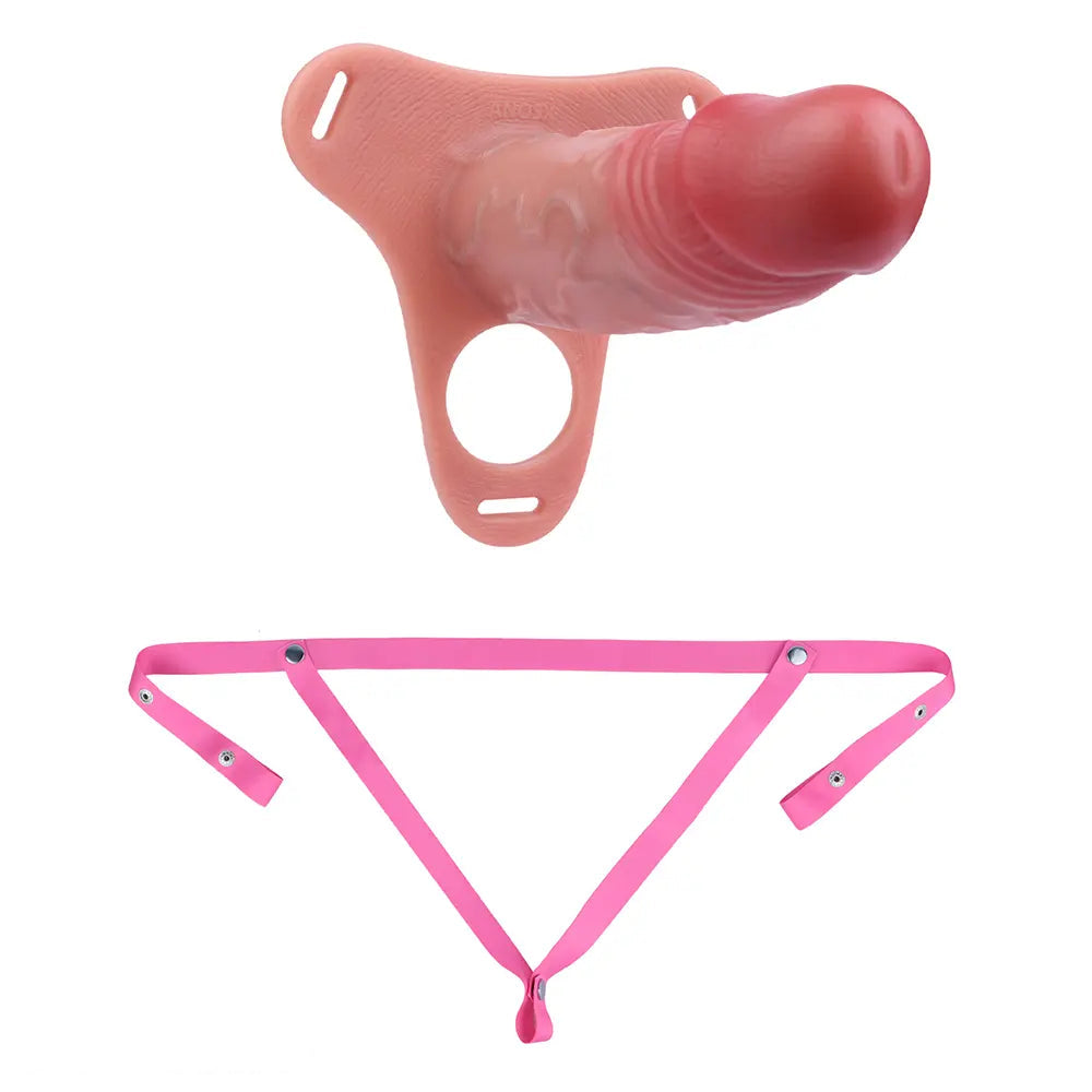 6.69in Strap on Hollow Sleeve Silicone Cock Cage Dildo For Chastity Cock