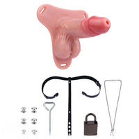 6.69in Strap on Lifelike Hollow Silicone Cock Cage Dildo Chastity Control