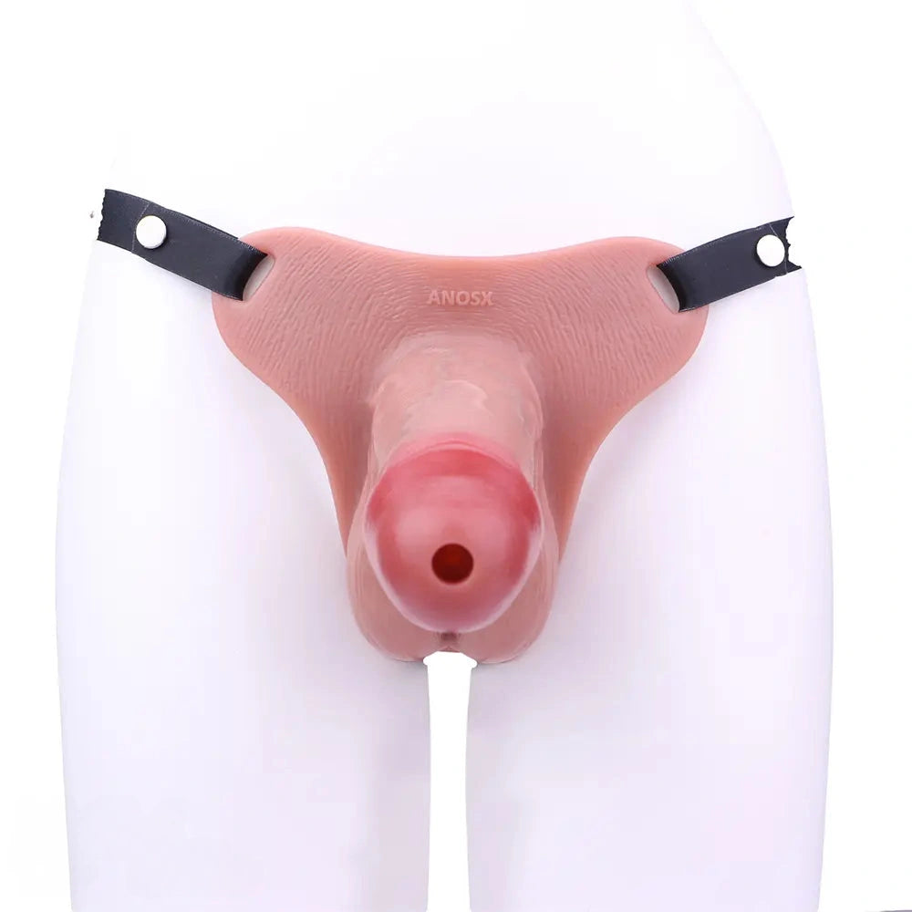 6.69in Strap on Lifelike Hollow Silicone Cock Cage Dildo Chastity Control