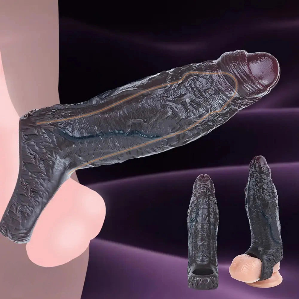 6.69in Uncut Vivid Glans Lifelike Veins Penis Sleeve Dildo Adult Product