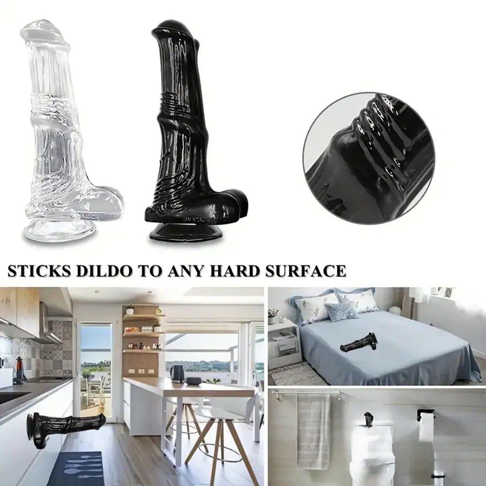 6.6in 7.8in 8.6in 9.8in Clear Black Horse Cock Dildo For G-Spot Vagina