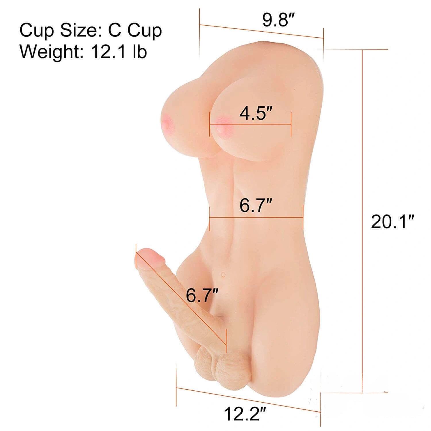 6.7" Soft Flexible Dildo 12lb Shemale Torso For Men Women
