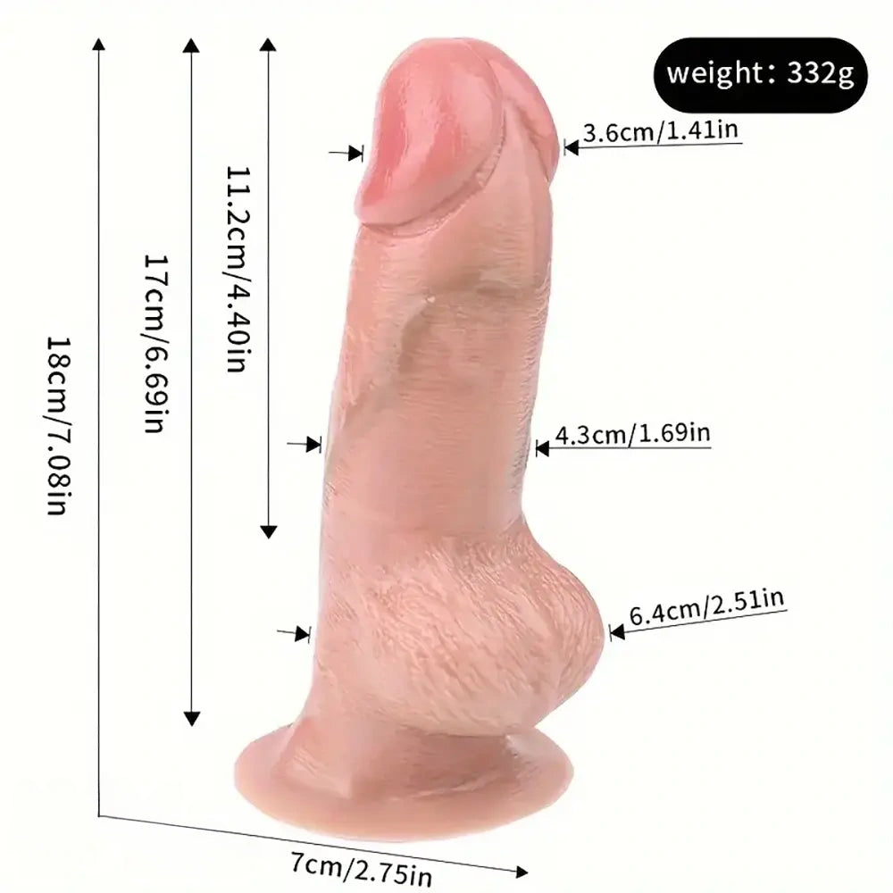 6.77in 7.08in Liquid Silicone Thick Real Lifelike Dildo Flirting Sex Toy