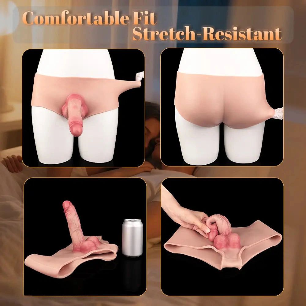 6.77in Hollow Penis Dildo Sleeve Silicone Soft Pants For Women Men Fuck