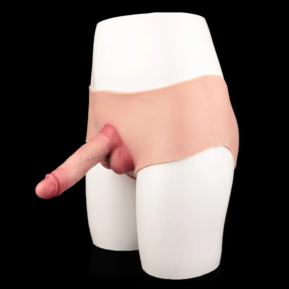 6.77in Hollow Penis Dildo Sleeve Silicone Soft Pants For Women Men Fuck