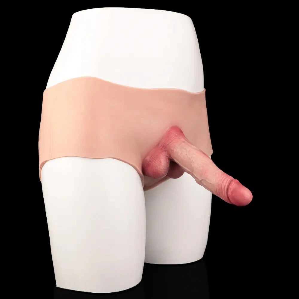 6.77in Hollow Penis Dildo Sleeve Silicone Soft Pants For Women Men Fuck