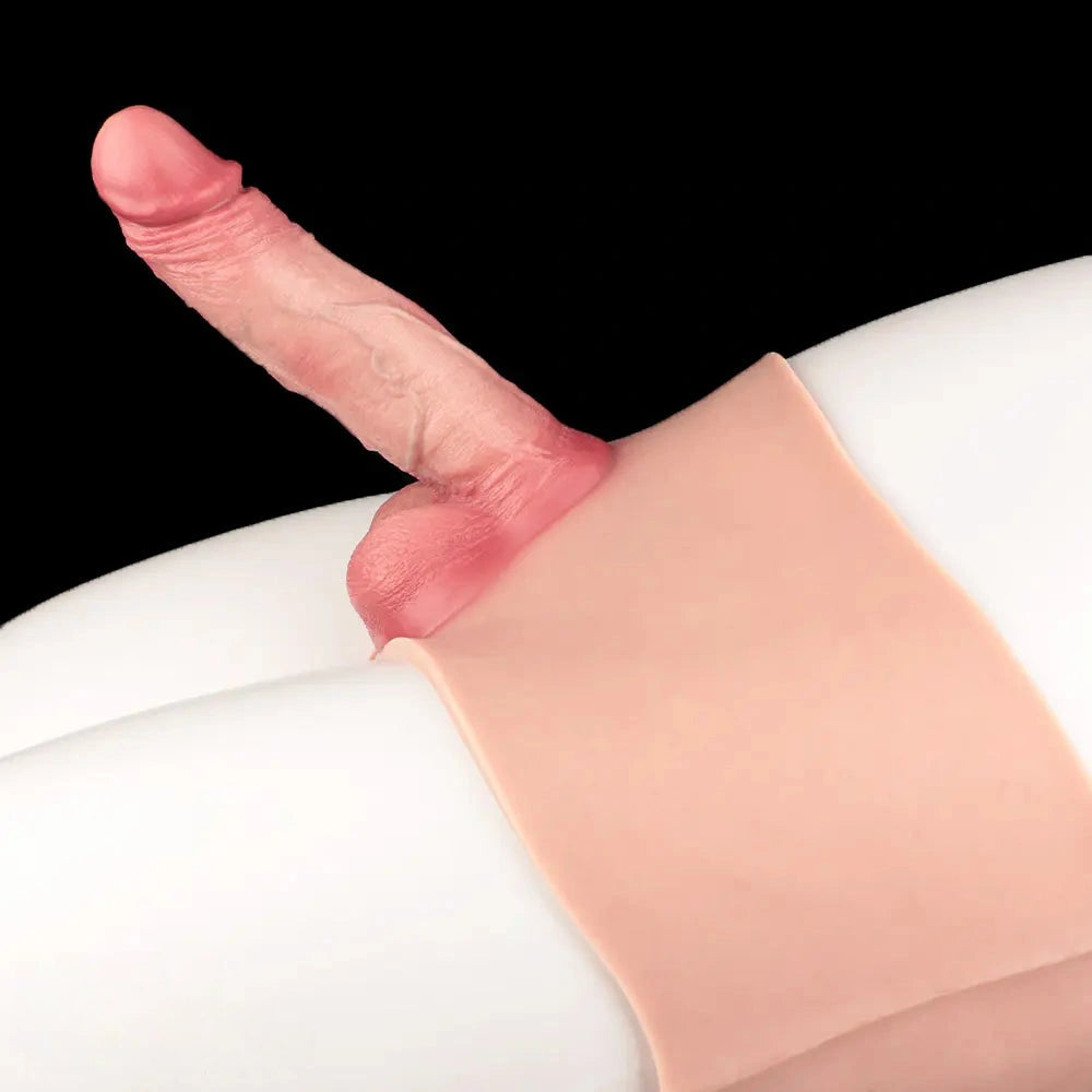 6.77in Hollow Penis Dildo Sleeve Silicone Soft Pants For Women Men Fuck