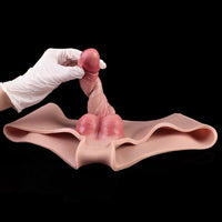 6.77in Hollow Penis Dildo Sleeve Silicone Soft Pants For Women Men Fuck