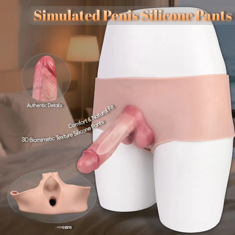 6.77in Hollow Penis Dildo Sleeve Silicone Soft Pants For Women Men Fuck