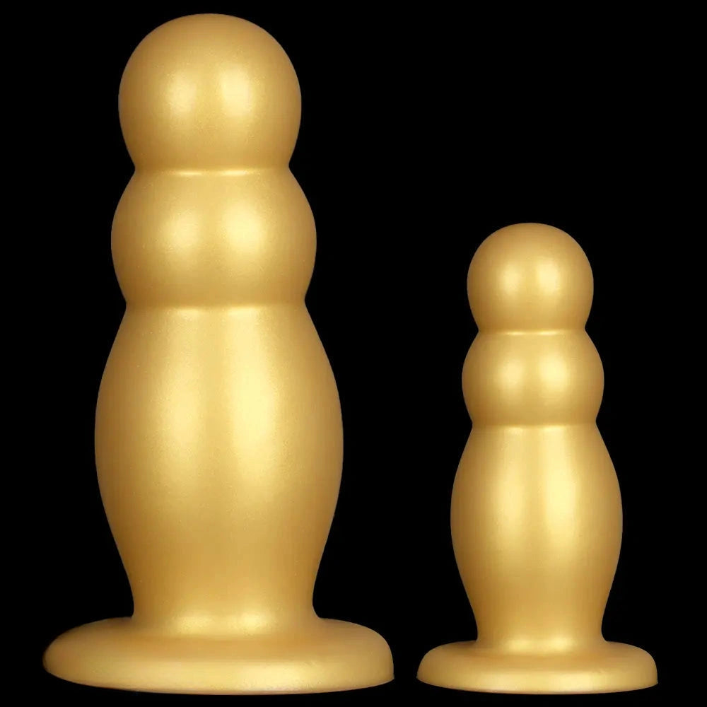 6.7in 10.23in Golden Silicone Extra Large Thick Butt Plug Dildo Anal Beads