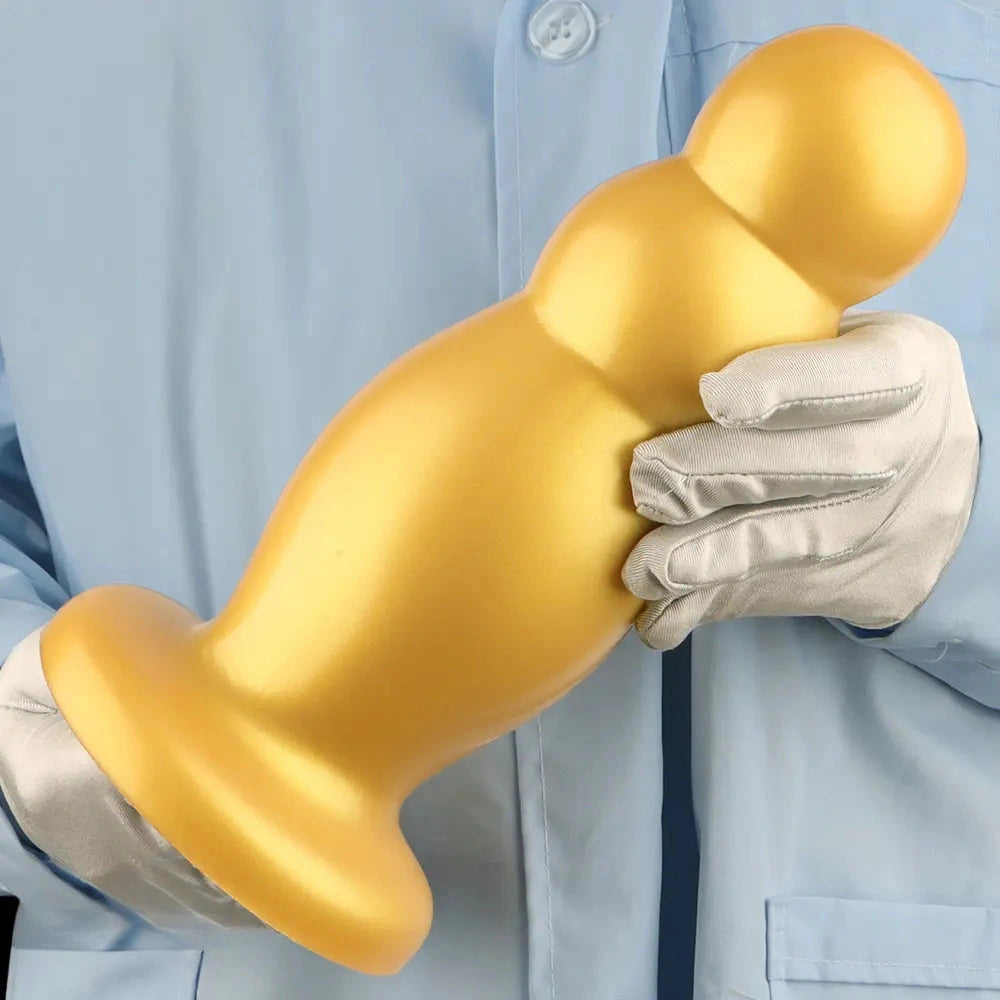 6.7in 10.23in Golden Silicone Extra Large Thick Butt Plug Dildo Anal Beads