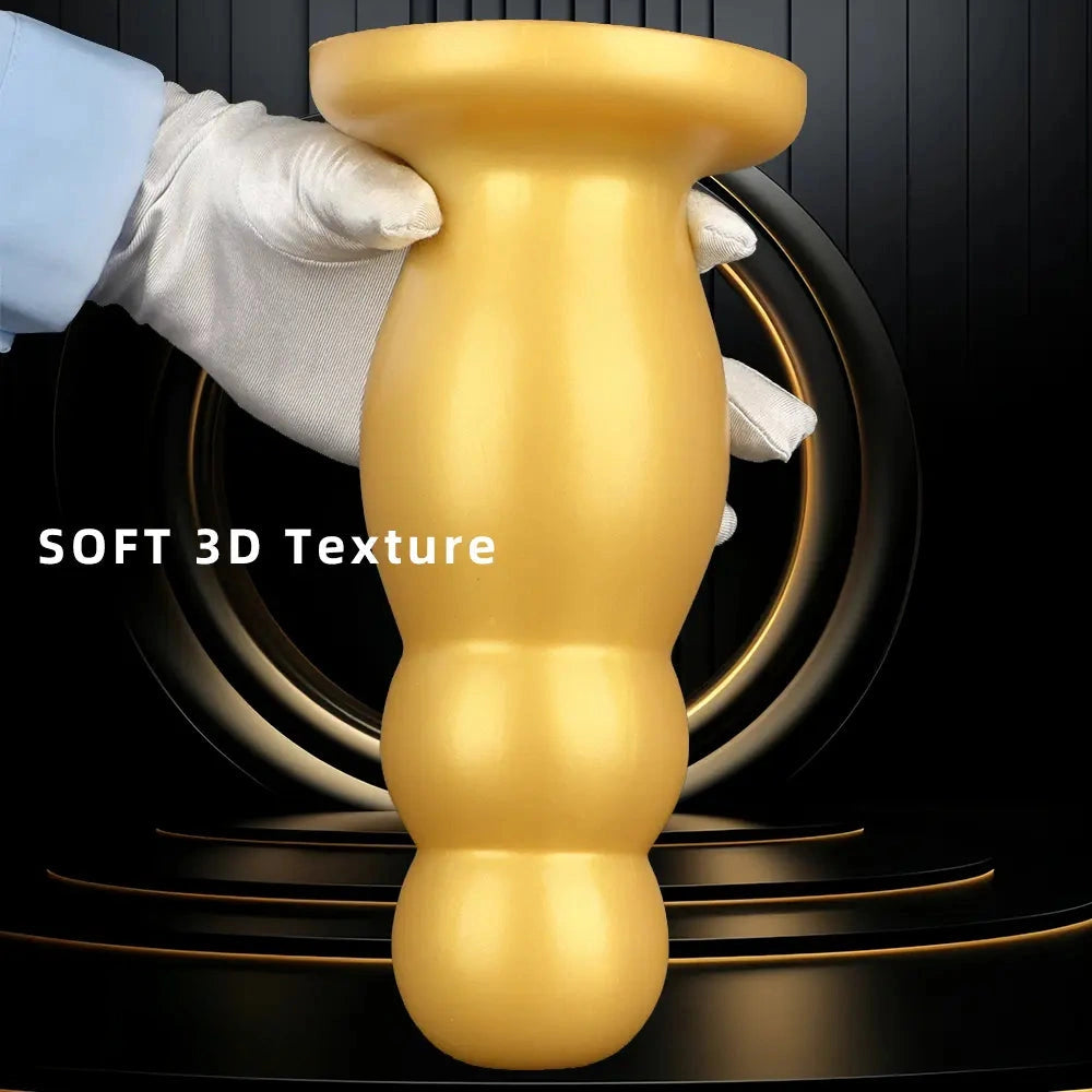 6.7in 10.23in Golden Silicone Extra Large Thick Butt Plug Dildo Anal Beads