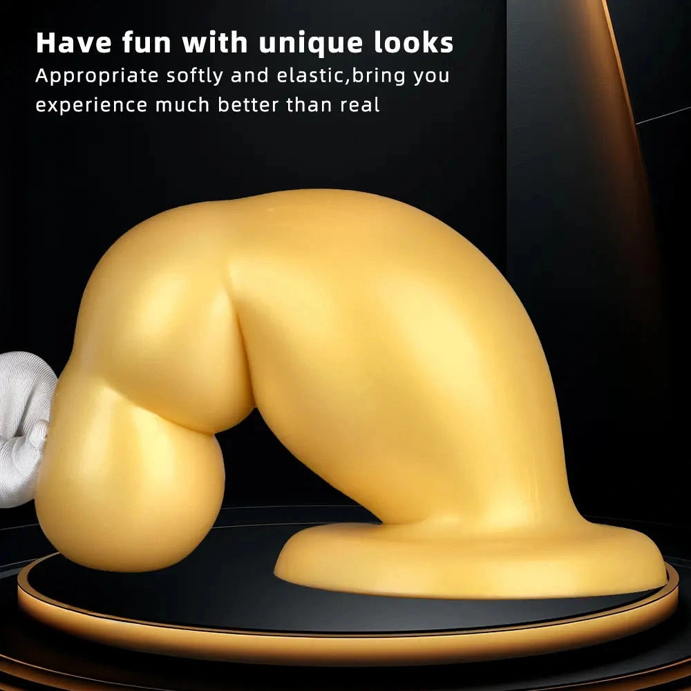6.7in 10.23in Golden Silicone Extra Large Thick Butt Plug Dildo Anal Beads