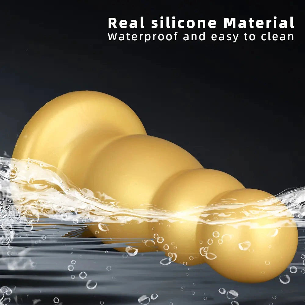 6.7in 10.23in Golden Silicone Extra Large Thick Butt Plug Dildo Anal Beads