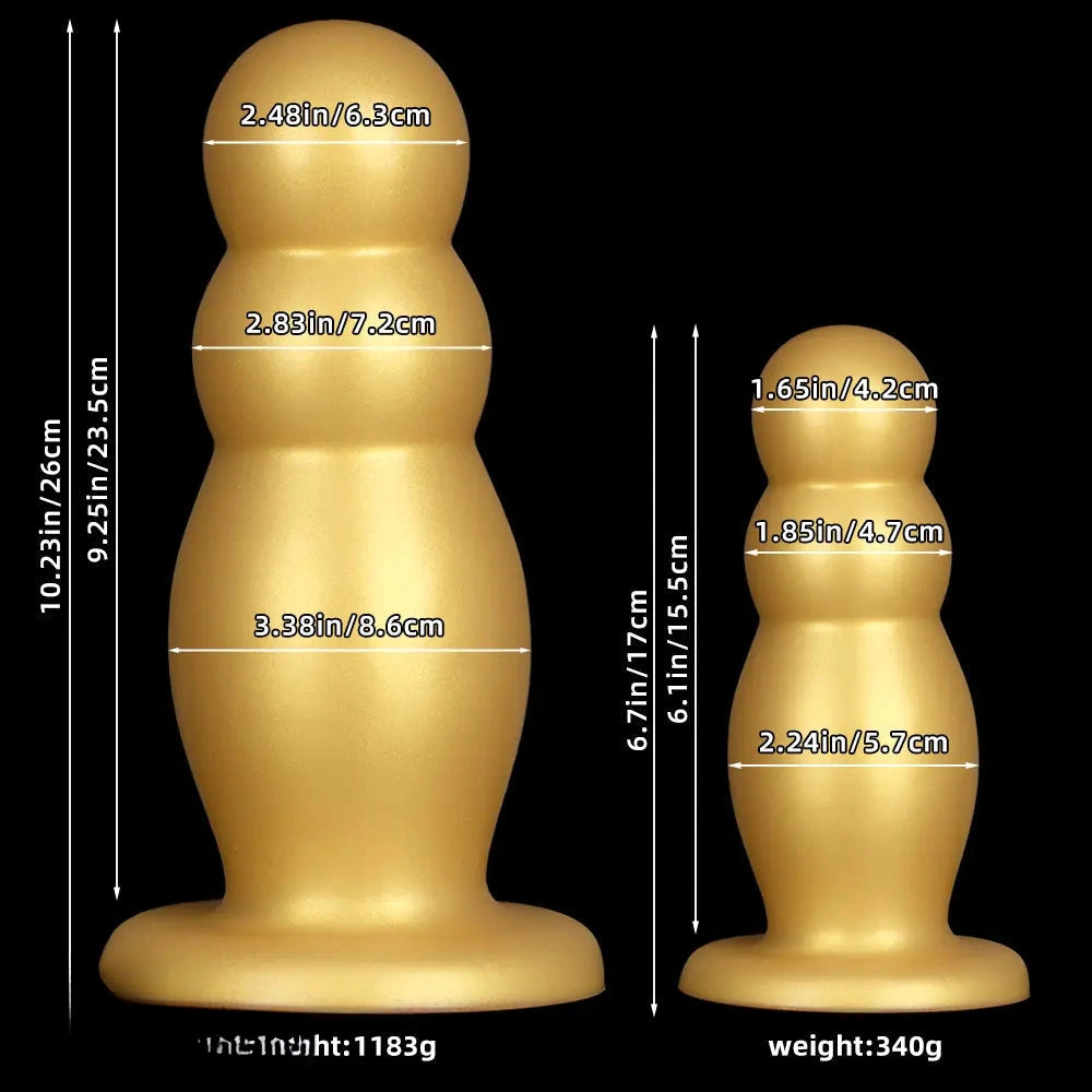 6.7in 10.23in Golden Silicone Extra Large Thick Butt Plug Dildo Anal Beads