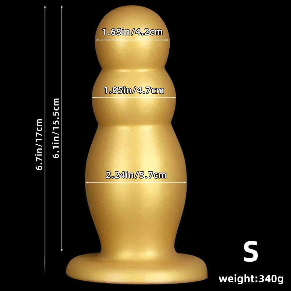 6.7in 10.23in Golden Silicone Extra Large Thick Butt Plug Dildo Anal Beads