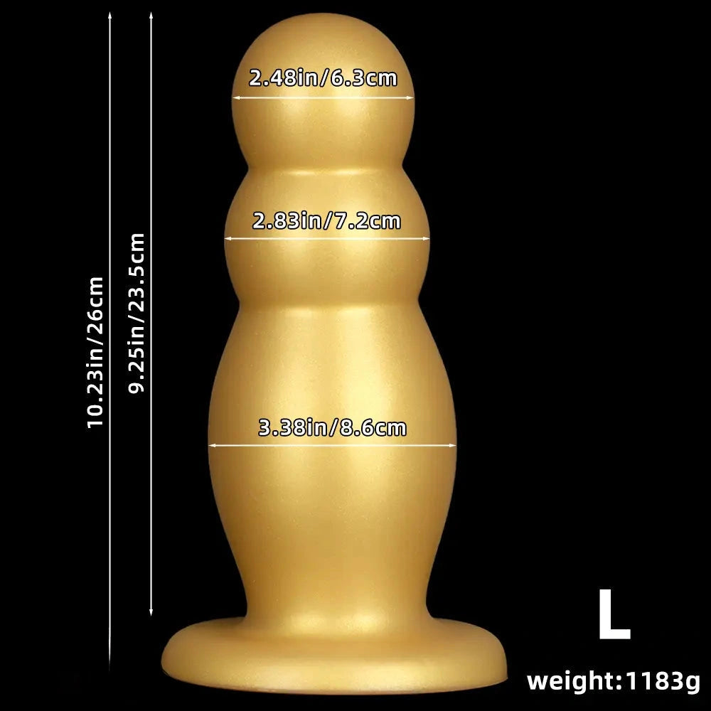 6.7in 10.23in Golden Silicone Extra Large Thick Butt Plug Dildo Anal Beads