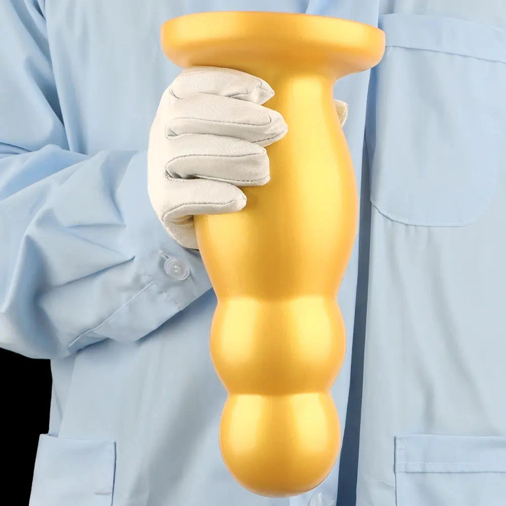 6.7in 10.23in Golden Silicone Extra Large Thick Butt Plug Dildo Anal Beads