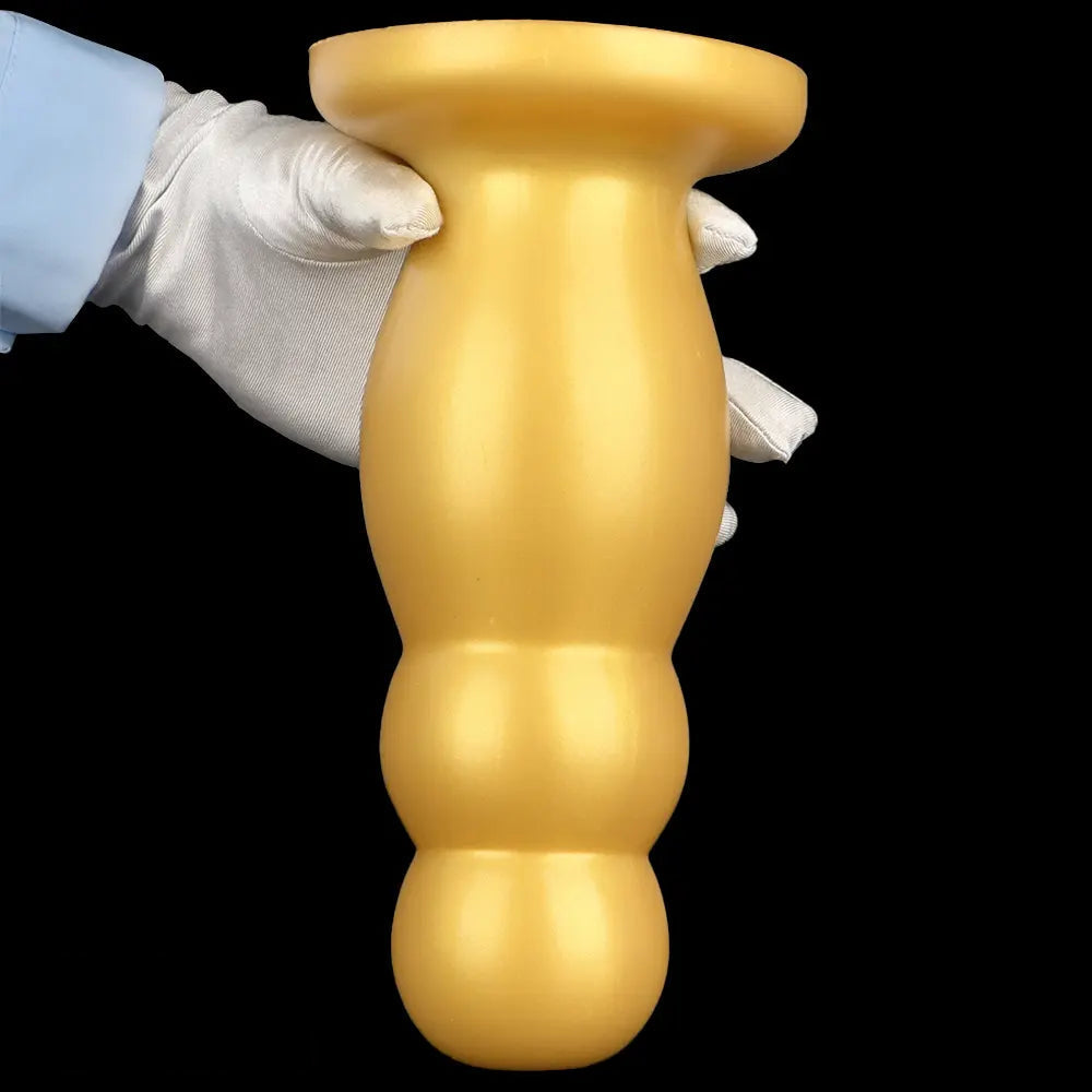 6.7in 10.23in Golden Silicone Extra Large Thick Butt Plug Dildo Anal Beads