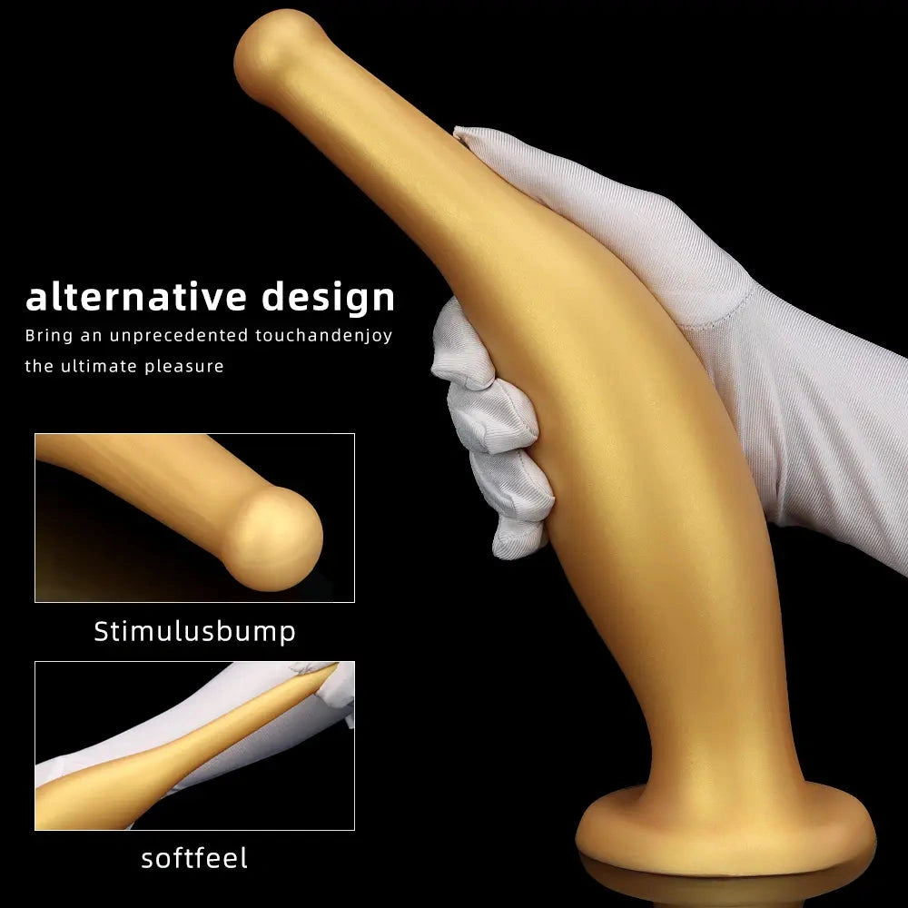6.7in 11.41in Gold Beer Bottle Silicone Soft Big Anal Butt Plug Dildo