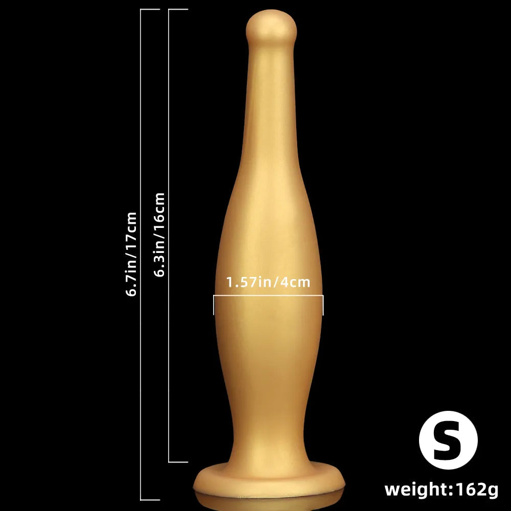 6.7in 11.41in Gold Beer Bottle Silicone Soft Big Anal Butt Plug Dildo