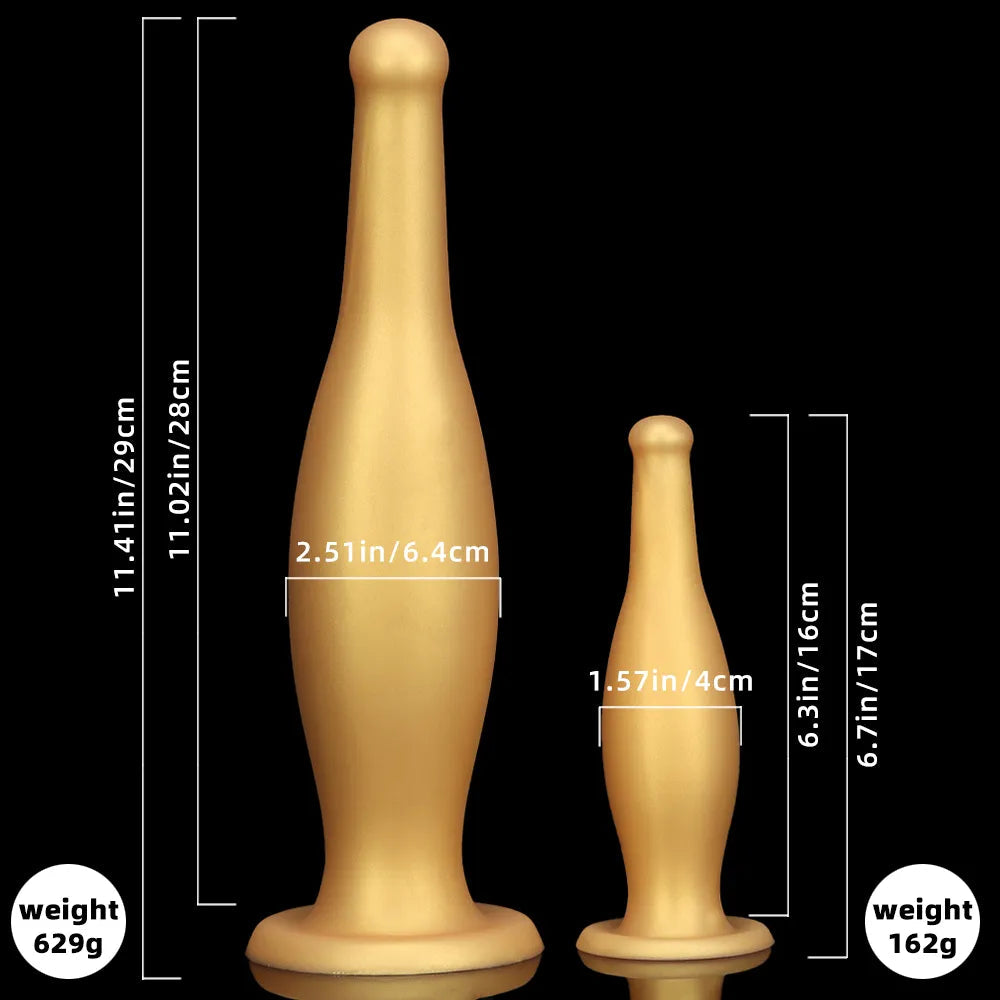 6.7in 11.41in Gold Beer Bottle Silicone Soft Big Anal Butt Plug Dildo