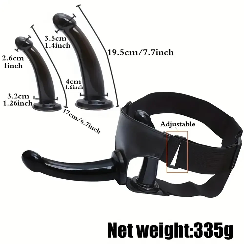6.7in 7.7in Real Rubber Black Strap on Dildo Vaginal Anal Expander