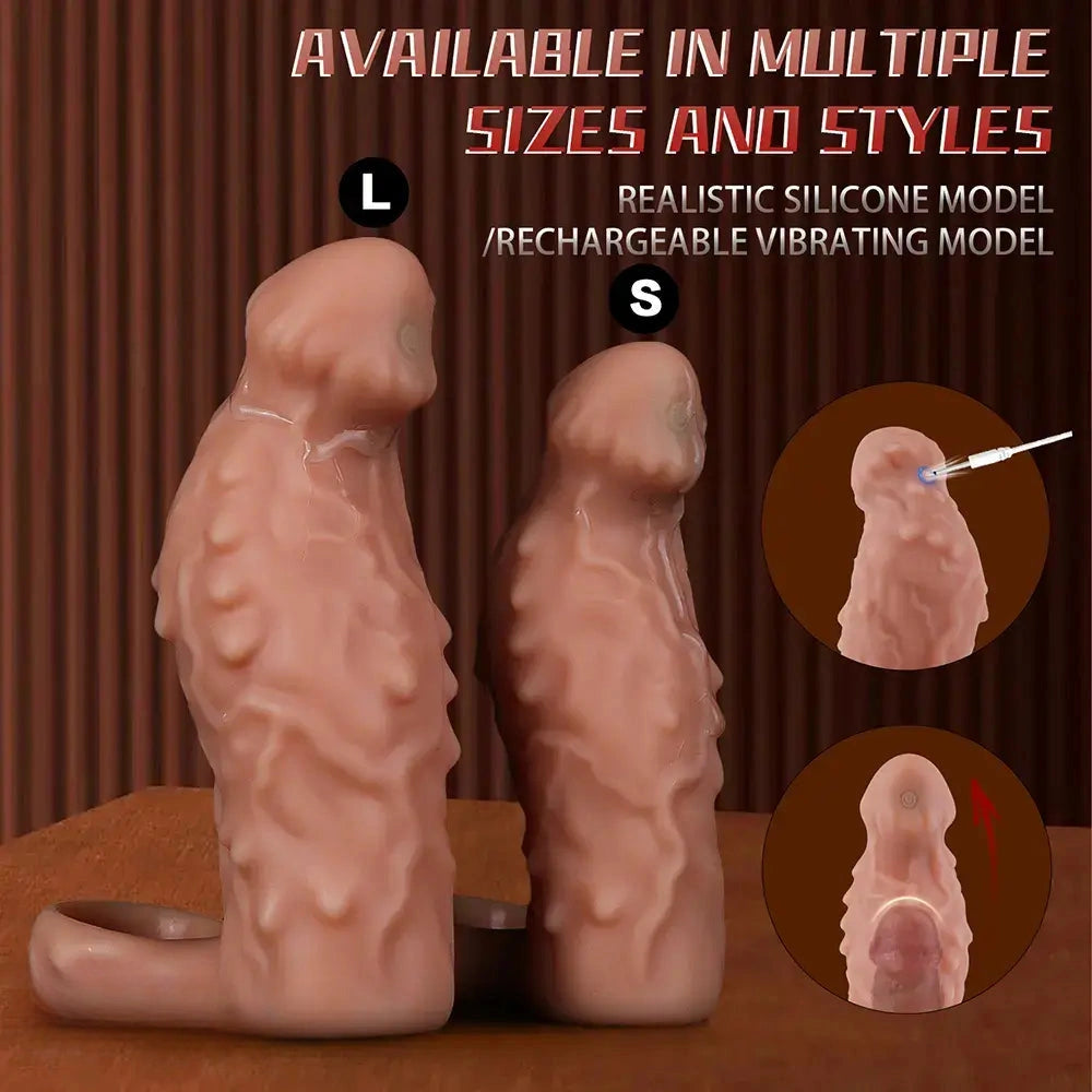 6.7in 7.84in Auto Vibrating Dildo Sleeve Resistant Pulling Durable Cock Sleeve