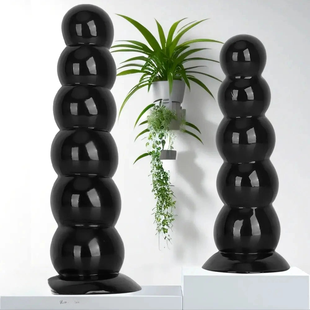 6.7in 8.26in Anal Beads Dildo PVC Black Cock With Powerful Suction Cup