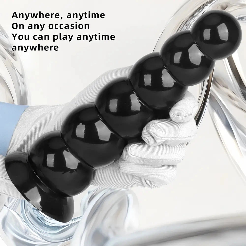 6.7in 8.26in Anal Beads Dildo PVC Black Cock With Powerful Suction Cup