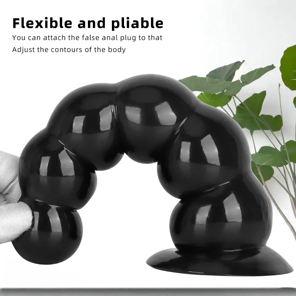 6.7in 8.26in Anal Beads Dildo PVC Black Cock With Powerful Suction Cup