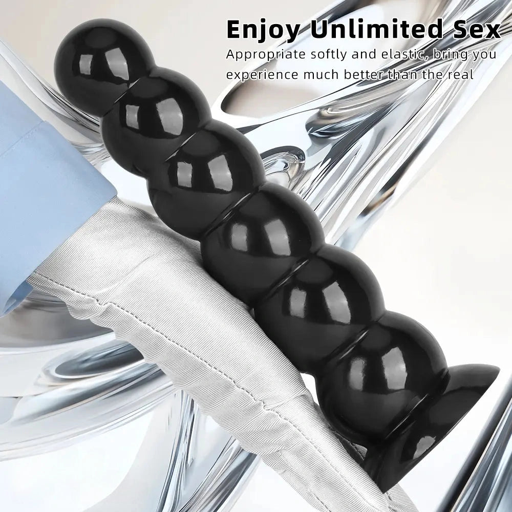 6.7in 8.26in Anal Beads Dildo PVC Black Cock With Powerful Suction Cup